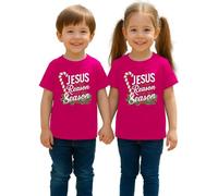 Jesus is The Reason for The Season Bastón de caramelo con muérdago | Navidad Christmas X-Mas Camiseta infantil, Rosa., 116
