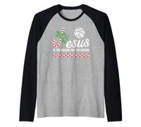 Jesus is The Reason for The Season Christian Theme Christmas Camiseta Manga Raglan