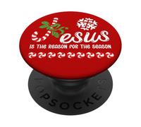 Jesus is The Reason for The Season Christian Theme Christmas PopSockets PopGrip Adhesivo