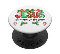 Jesus is The Reason for The Season Christmas Christian Theme PopSockets PopGrip Adhesivo