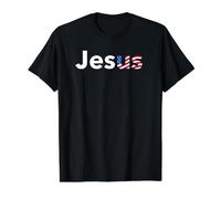 Jesús, Jesús, Bandera Estadounidense de Estados Unidos Camiseta gráfica económica, Hombre, Negro, L