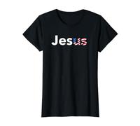 Jesús, Jesús, Bandera Estadounidense de Estados Unidos Camiseta gráfica económica, Mujer, Negro, S