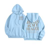 Jesus Jesus Is My Healer Sudaderas con capucha para mujer, lindas con capucha con gráfico cristiano, trajes de fe, otoño, verano, playa, ropa casual, cómoda, moderna, I Love Jesus, Religious Anime Y2K
