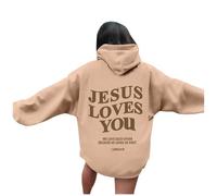 Jesus Jesus Loves You - Sudaderas con capucha para mujer, diseño de texto en inglés "Trust In The Lord" Y2K, caqui, M