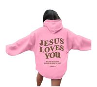 Jesus Jesus Loves You - Sudaderas con capucha para mujer, diseño de texto en inglés "Trust In The Lord" Y2K, rosa, M