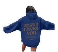 Jesus Jesus Loves You - Sudaderas con capucha para mujer, diseño de texto en inglés "Trust In The Lord" Y2K, azul oscuro, XL
