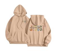 Jesus Jesus Saved My Life Light Sudaderas con capucha para mujer, lindas sudaderas con capucha de ajuste holgado cristiano con capucha Faith Y2K, estético, gráfico moderno, suéteres casuales lisos