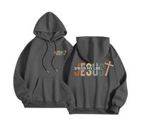 Jesus Jesus Saved My Life - Sudaderas lisas para mujer 2025 con gráfico cristiano, moderno, religioso, lindo, estético, ajuste holgado, casual, con capucha, vintage, Jesús salva la fe, gris oscuro, L