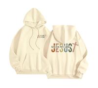 Jesus Jesus Saved My Life - Sudaderas lisas para mujer 2025 con gráfico cristiano, moderno, religioso, lindo, estético, ajuste holgado, casual, con capucha, vintage, Jesús salva la fe, beige, L