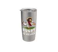 Jesús jugando al Rugby "Rugby - The Game Played In Heaven" Vaso térmico de acero inoxidable de doble pared
