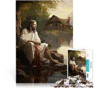 Jesús Junto al Lago Puzzles de 1000 Piezas para Adolescentes Alivia el estrés Vacaciones en casa Matar el Tiempo Juego de desafío único 38x26cm