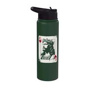 Jesus King Of Hearts - Amante del juego de cartas religioso vintage Stainless Steel Insulated Water Bottle