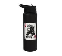 Jesus King Of Hearts - Amante del juego de cartas religioso vintage Stainless Steel Insulated Water Bottle