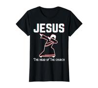 Jesús La Cabeza De La Iglesia Cristiana Navidad Pascua Dios Camiseta gráfica económica, Mujer, Negro, L