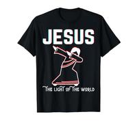 Jesús La Luz del Mundo Dios Cristiano Navidad Pascua Camiseta gráfica económica, Hombre, Negro, M