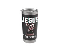 Jesús La Palabra Luv Diversión Dioses Amor Cristiano Pascua Navidad Vaso térmico de acero inoxidable de doble pared