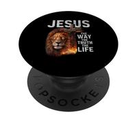 Jesús La Verdad La Vida Cristiano León Cruz Verso de la Biblia PopSockets PopGrip Adhesivo
