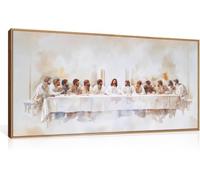 Jesus Last Supper Canvas Wall Art Christian Twelve Apostle Wall Decor, Bible Renaissance Posters Prints for Living Room(90x180cm/Inner frame)