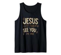 Jesus Let Them See You In Me Retro Christian Design Camiseta sin Mangas