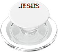 Jesús Lettering Retro Mosaico Vidriera Christian PopSockets PopGrip para MagSafe