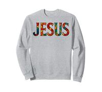 Jesús Lettering Retro Mosaico Vidriera Christian Sudadera