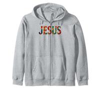 Jesús Lettering Retro Mosaico Vidriera Christian Sudadera con Capucha