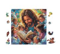 Jesús Leyendo un Libro a los niños Puzzle 100 Piezas Papel Principiantes Agilidad Mental Actividad Hacer En Grupo Colgar Pared Detalle Cumpleaños 28x28cm