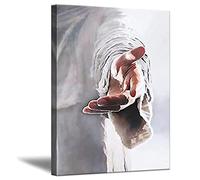 Jesús Lienzo decorativo para pared con texto en inglés "Give Me Your Hand",Póster cristiano con estampado religioso, pintura al óleo de estilo nórdico, enmarcado, listo para colgar)