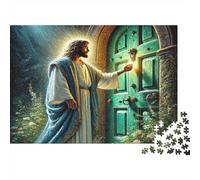Jesús Llama a Puerta Puzzle 1000 Piezas De Cartón Grueso Rompecabezas Anti Estrés Adultos para Plan De Fin De Semana como Regalo Original 38x26cm/1000pcs