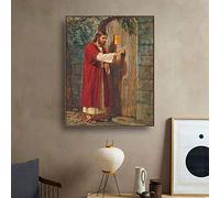 Jesús llamó a la puerta Religiosa Cristo Pintura al óleo Famosa Lienzo Art Imprimir Classic Wall Art Imagen, para sala de estar decoración de pared sin marco (Size : 15.7x19.7in(40x50cm))