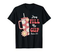 Jesús llena mi copa retro Jesús cristiano versículo de la Biblia Camiseta