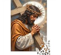 Jesús llevando la Cruz Puzzle De 1000 Trozos Papel Grueso Apasionados De Los Entretenimiento Fin De Semana Fácil Limpiar Actividad Vinculación 52x38cm/1000pcs