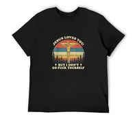 Jesus Love You But I Don't Go FCK Yourself Lustiges Weihnachten T-Shirt Man's Fashion Cotton Black Clothes, Negro , XL