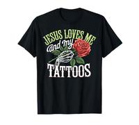 Jesus Loves Me And My Tattoos Camiseta