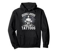 Jesus Loves Me And My Tattoos Sudadera con Capucha