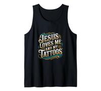 Jesus Loves Me And My Tattoos Tinta de fe positiva |----- Camiseta sin Mangas