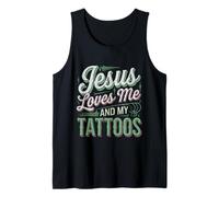 Jesus Loves Me And My Tattoos Tinta de fe positiva --- Camiseta sin Mangas