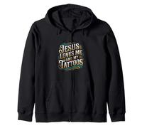 Jesus Loves Me And My Tattoos Tinta de fe positiva |----- Sudadera con Capucha