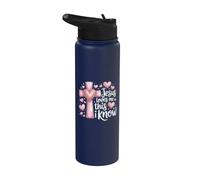 Jesus Loves Me Cruz Corazones Rosa Fe Cristiana Stainless Steel Insulated Water Bottle