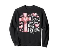 Jesus Loves Me Cruz Corazones Rosa Fe Cristiana Sudadera