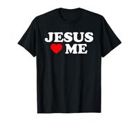 Jesus Loves Me Divertido Corazón Religioso Lema Cristiano Humor Camiseta