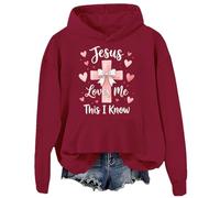 Jesus Loves Me This I Know - Sudadera de fe cristiana, color rosa, Claret-d1, S