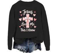 Jesus Loves Me This I Know - Sudadera de fe cristiana, color rosa, Negro-y1, L
