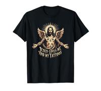 Jesus Loves My Ink Tattoo Faith Ropa estética Camiseta