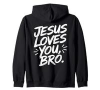 Jesus Loves You Bro Mensaje Inspirador Cristiano Fe Religión Sudadera con Capucha