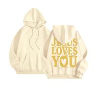 Jesus Loves You Comfort - Sudadera con capucha de gran tamaño para mujer, de manga larga con capucha, estilo gótico, moderno, para adolescentes, cuello redondo, gráfico, casual, estilo anime, suéteres