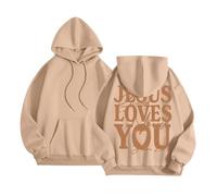Jesus Loves You Comfort - Sudadera con capucha de gran tamaño para mujer, de manga larga con capucha, estilo gótico, moderno, para adolescentes, cuello redondo, gráfico, casual, estilo anime, suéteres