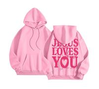 Jesus Loves You Comfort - Sudadera con capucha de gran tamaño para mujer, de manga larga con capucha, estilo gótico, moderno, para adolescentes, cuello redondo, gráfico, casual, estilo anime, suéteres