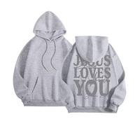 Jesus Loves You Comfort - Sudadera con capucha de gran tamaño para mujer, de manga larga con capucha, estilo gótico, moderno, para adolescentes, cuello redondo, gráfico, casual, estilo anime, suéteres