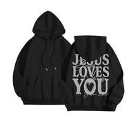 Jesus Loves You Comfort - Sudadera con capucha de gran tamaño para mujer, de manga larga con capucha, estilo gótico, moderno, para adolescentes, cuello redondo, gráfico, casual, estilo anime, suéteres